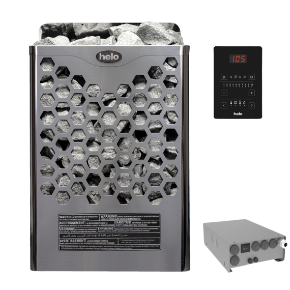 Elektrinė pirties krosnelė Helo Hanko Chrome D/STJ 8,0 kW<br>Helo Pure (su WE 30 kontaktorių bloku)