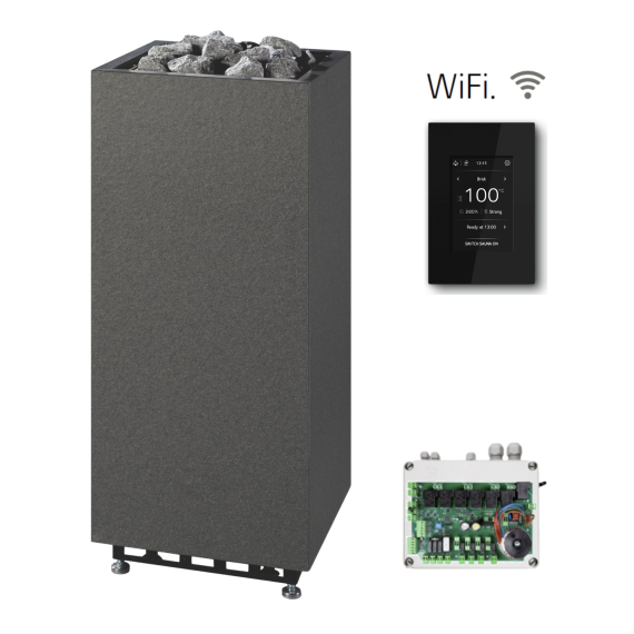 Elektrinė pirties krosnelė TULIKIVI RAE GRANITE 6,8 kW<br>Tulikivi Wifi (su SS1630 kontaktorių bloku)