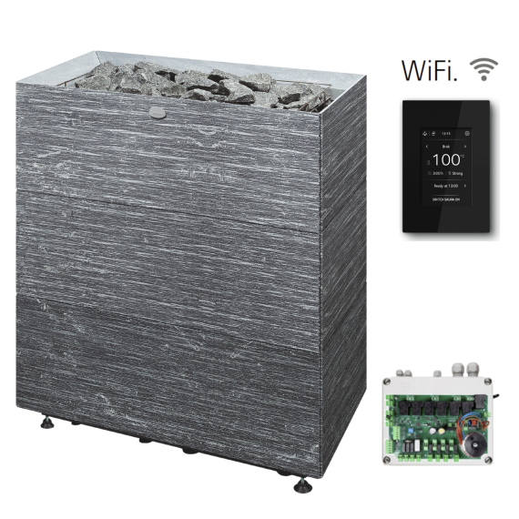 Elektrinė pirties krosnelė TULIKIVI TUISKU XL GRAFIA 13,6 kW<br>Tulikivi Wifi (su SS1618 kontaktorių bloku)