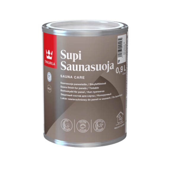 Akrilinė apsaugos priemonė Tikkurila Supi Saunasuoja 0.9 l, Alyvos - vaškai - valikliai