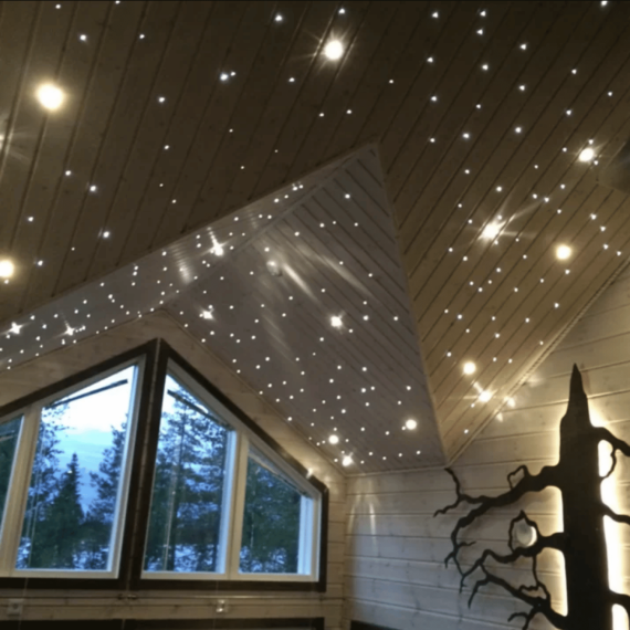 Cariitti Starry Sky Crystal Twinkle Set, chromas, 100 + 18 šviesolaidžių, mirgėjimo efektas, Pirties apšvietimas - Kokybiška įranga ir ekspertų pagalba pirties statybai