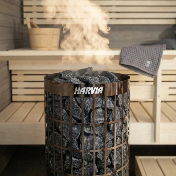 Elektrinė pirties krosnelė HARVIA CILINDRO BLACK STEEL 9,0 kW su Xenio Wifi valdymu, Pirties krosnelės be garo generatoriaus - Patikimi pirties įrengimo sprendimai nuo A iki Z