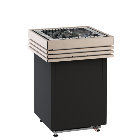 Elektrinė pirties krosnelė HARVIA QUBE COMBI BLACK 16,0 kW su Xenio Combi valdymu, Pirties krosnelės su garo generatoriumi - Kokybiška įranga ir ekspertų pagalba pirties statybai