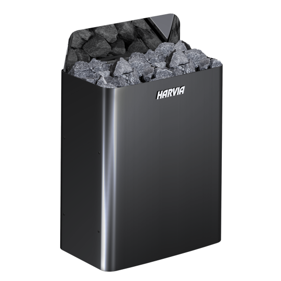Elektrinė pirties krosnelė HARVIA THE WALL BLACK STEEL 4,5 kW su Xenio Wifi valdymu, Pirties krosnelės be garo generatoriaus
