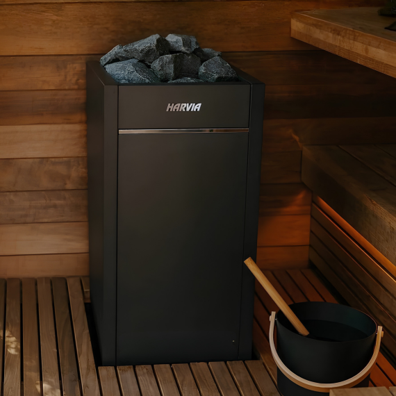 Elektrinė pirties krosnelė HARVIA VIRTA BLACK 11,0 kW su Xenio Wifi valdymu, Pirties krosnelės be garo generatoriaus - Patikimi pirties įrengimo sprendimai nuo A iki Z
