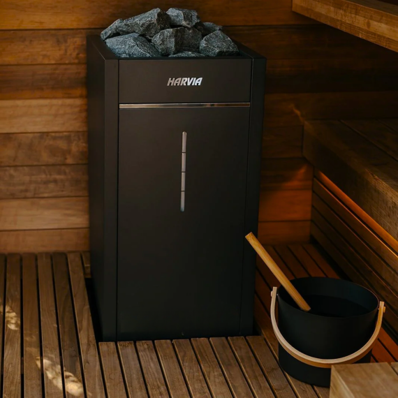 Elektrinė pirties krosnelė HARVIA VIRTA COMBI AUTOMATIC BLACK 11,0 kW su Fenix Combi Wifi valdymu, Pirties krosnelės su garo generatoriumi - Kokybiška įranga ir ekspertų pagalba pirties statybai