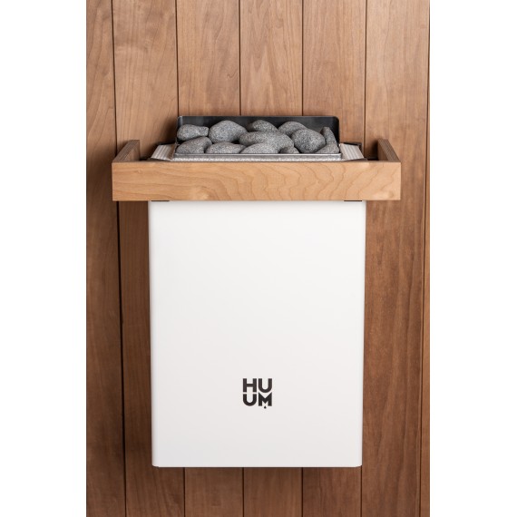 Elektrinė pirties krosnelė HUUM CORE WALL MINI WHITE 3,0 kW su UKU Wifi Classic, Pirties krosnelės be garo generatoriaus - Patikimi pirties įrengimo sprendimai nuo A iki Z
