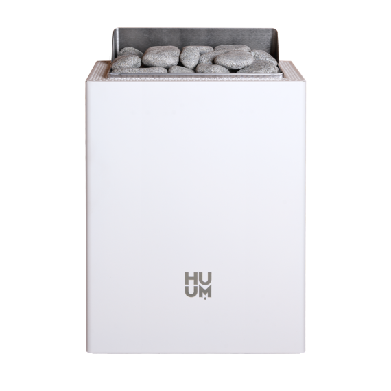 Elektrinė pirties krosnelė HUUM CORE WALL WHITE 4,5 kW su UKU Local Classic valdymu, Pirties krosnelės be garo generatoriaus - Profesionalūs pirties įrengimo sprendimai jūsų namams