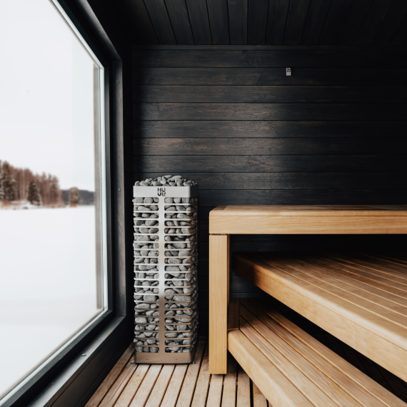 Elektrinė pirties krosnelė HUUM STEEL 9,0 kW su UKU Wifi Glass valdymu, Pirties krosnelės be garo generatoriaus - Viskas, ko reikia moderniai ir funkcionaliai pirčiai