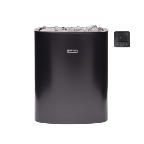 Elektrinė pirties krosnelė NARVI ELECTRIC BLACK 9,0 kW NC su FLOW WiFi valdymu, Pirties krosnelės be garo generatoriaus - Profesionalūs pirties įrengimo sprendimai jūsų namams