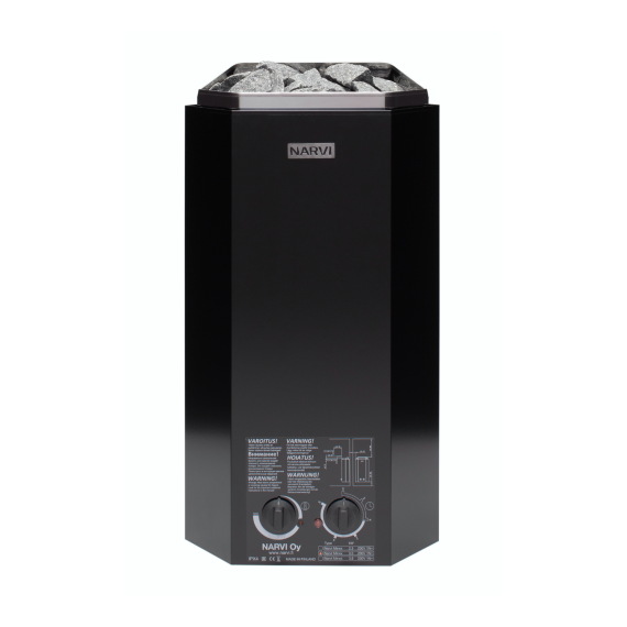 Elektrinė pirties krosnelė NARVI MINEX BLACK 3,0 kW su įmontuotu valdymu, Pirties krosnelės be garo generatoriaus