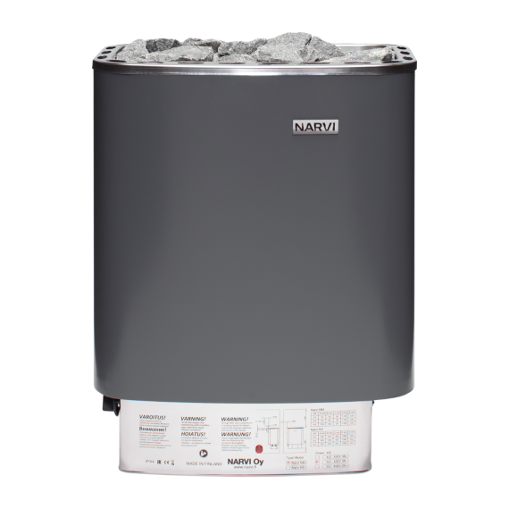 Elektrinė pirties krosnelė NARVI NM GREY 9,0 kW Su įmontuotu valdymu, Pirties krosnelės be garo generatoriaus