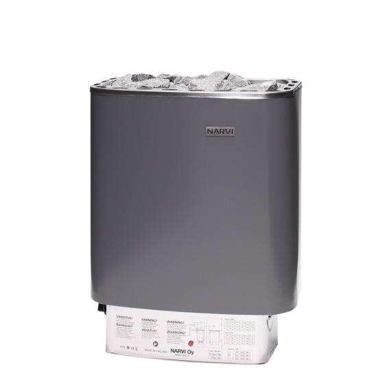 Elektrinė pirties krosnelė NARVI NM GREY 4,5 kW Su įmontuotu valdymu, Pirties krosnelės be garo generatoriaus