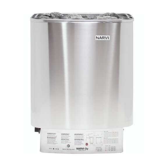 Elektrinė pirties krosnelė NARVI NM STAINLESS 9,0 kW Su įmontuotu valdymu, Pirties krosnelės be garo generatoriaus
