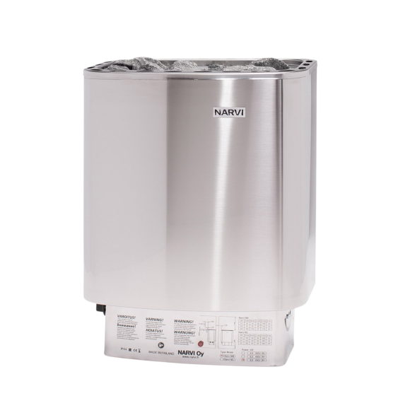 Elektrinė pirties krosnelė NARVI NM STAINLESS 6,0 kW Su įmontuotu valdymu, Pirties krosnelės be garo generatoriaus