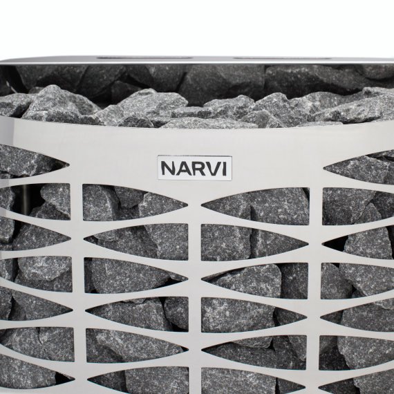 Elektrinė pirties krosnelė NARVI NS BRIGHT STAINLESS 4,5 kW su įmontuotu valdymu, Pirties krosnelės be garo generatoriaus - Patikimi pirties įrengimo sprendimai nuo A iki Z