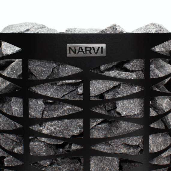 Elektrinė pirties krosnelė NARVI NS MINI BLACK 3,0 kW Su įmontuotu valdymu, Pirties krosnelės be garo generatoriaus - Kokybiška įranga ir ekspertų pagalba pirties statybai