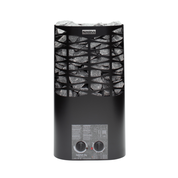 Elektrinė pirties krosnelė NARVI NS MINI BLACK 3,0 kW Su įmontuotu valdymu, Pirties krosnelės be garo generatoriaus