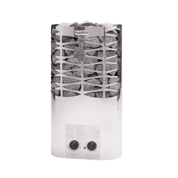 Elektrinė pirties krosnelė NARVI NS MINI STAINLESS 3,6 kW Su įmontuotu valdymu, Pirties krosnelės be garo generatoriaus