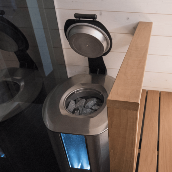 Elektrinė pirties krosnelė NARVI STEAM READY STAINLESS 9,0 kW su įmontuotu valdymu, Akumuliacinės pirties krosnelės - Aukštos kokybės sprendimai ilgaamžei pirčiai