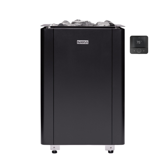 Elektrinė pirties krosnelė NARVI ULTRA SMALL BLACK 9,0 kW su Flow WiFi valdymu, Pirties krosnelės be garo generatoriaus - Profesionalūs pirties įrengimo sprendimai jūsų namams