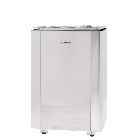 Elektrinė pirties krosnelė NARVI ULTRA SMALL STAINLESS 6,0 kW su Flow WiFi valdymu, Pirties krosnelės be garo generatoriaus - Profesionalūs pirties įrengimo sprendimai jūsų namams
