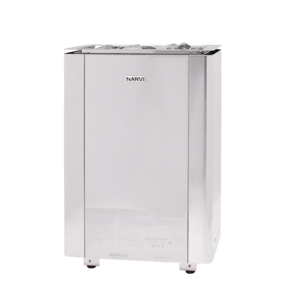Elektrinė pirties krosnelė NARVI ULTRA SMALL STAINLESS 9,0 kW su Flow WiFi valdymu, Pirties krosnelės be garo generatoriaus