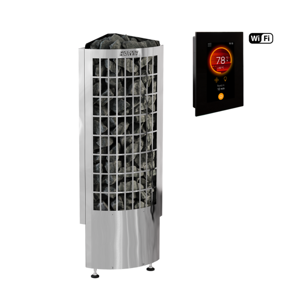 Elektrinė pirties krosnelė HARVIA CILINDRO CORNER 9,0 kW su Fenix Wifi valdymu, Pirties krosnelės be garo generatoriaus
