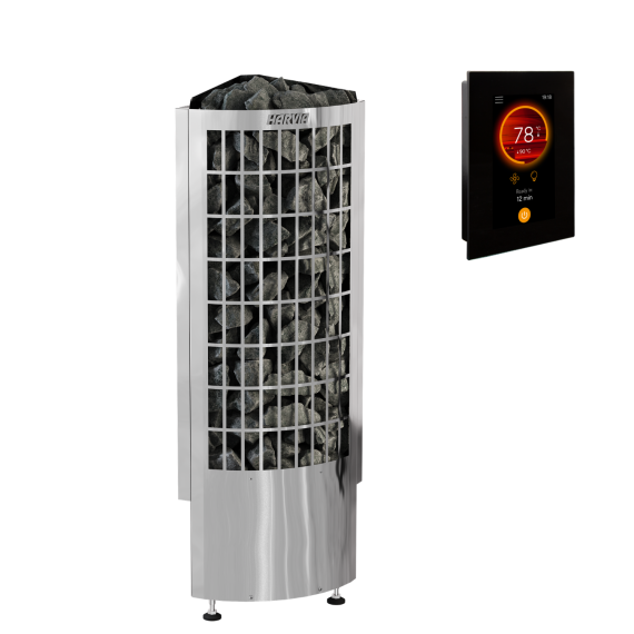 Elektrinė pirties krosnelė HARVIA CILINDRO CORNER 6,8 kW su Fenix valdymu, Pirties krosnelės be garo generatoriaus