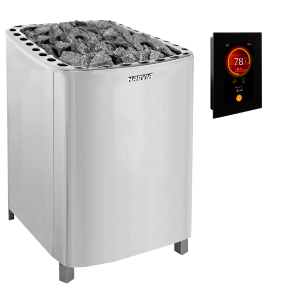 Elektrinė pirties krosnelė HARVIA CLUB PRO STEEL 26,0 kW su Fenix valdymu, Pirties krosnelės be garo generatoriaus