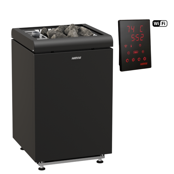 Elektrinė pirties krosnelė HARVIA CONCEPT R COMBI 10,0 kW su Xenio Combi Wifi valdymu, Pirties krosnelės su garo generatoriumi
