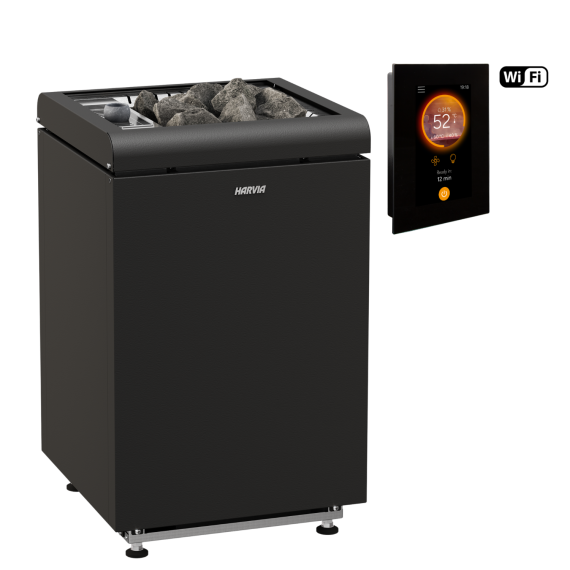 Elektrinė pirties krosnelė HARVIA CONCEPT R COMBI 10,0 kW su Fenix Combi Wifi valdymu, Pirties krosnelės su garo generatoriumi