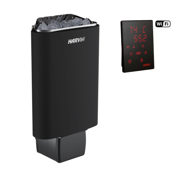 Elektrinė pirties krosnelė HARVIA DELTA BLACK 2,3 kW su Xenio Wifi valdymu, Pirties krosnelės be garo generatoriaus