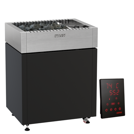 Elektrinė pirties krosnelė HARVIA QUBE COMBI BLACK 16,0 kW su Xenio Combi valdymu, Pirties krosnelės su garo generatoriumi