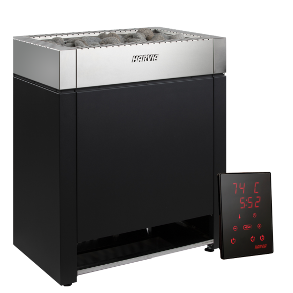 Elektrinė pirties krosnelė HARVIA QUBE PRO BLACK 18,0 - 24,0 kW su Xenio valdymu, Pirties krosnelės be garo generatoriaus