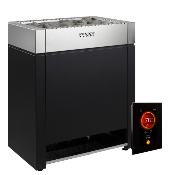 Elektrinė pirties krosnelė HARVIA QUBE PRO BLACK 18,0 - 24,0 kW su Fenix valdymu, Pirties krosnelės be garo generatoriaus