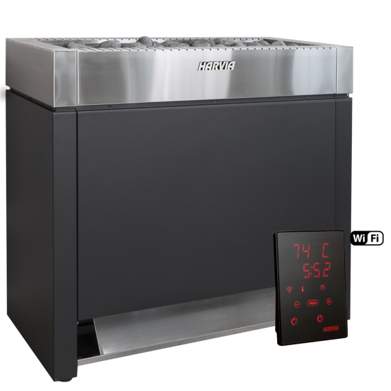 Elektrinė pirties krosnelė HARVIA QUBE PRO BLACK 30,0 - 36,0 kW su Xenio Wifi valdymu, Pirties krosnelės be garo generatoriaus