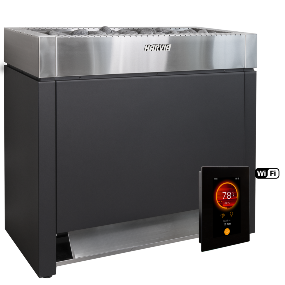 Elektrinė pirties krosnelė HARVIA QUBE PRO BLACK 30,0 - 36,0 kW su Fenix Wifi valdymu, Pirties krosnelės be garo generatoriaus