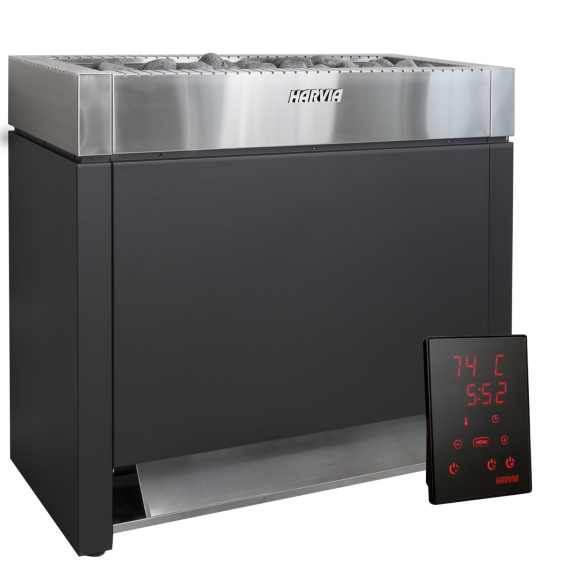 Elektrinė pirties krosnelė HARVIA QUBE PRO BLACK 30,0 - 36,0 kW su Xenio valdymu, Pirties krosnelės be garo generatoriaus