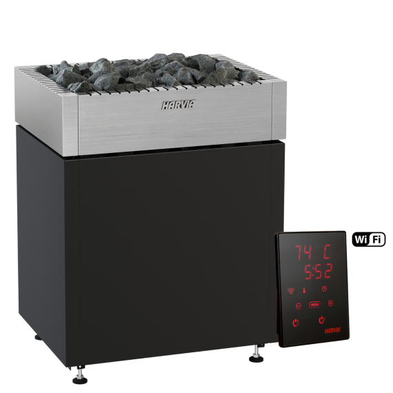 Elektrinė pirties krosnelė HARVIA QUBE BLACK 12,0 kW su Xenio Wifi valdymu, Pirties krosnelės be garo generatoriaus