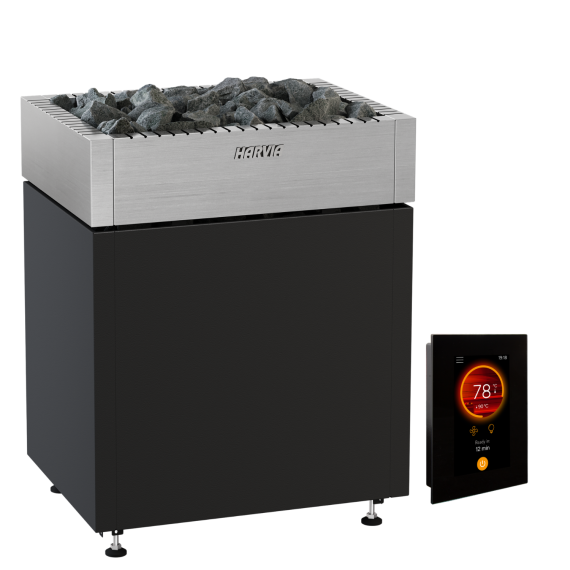 Elektrinė pirties krosnelė HARVIA QUBE BLACK 15,0 kW su Fenix valdymu, Pirties krosnelės be garo generatoriaus