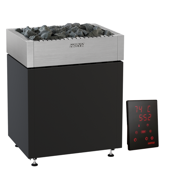 Elektrinė pirties krosnelė HARVIA QUBE BLACK 15,0 kW su Xenio valdymu, Pirties krosnelės be garo generatoriaus