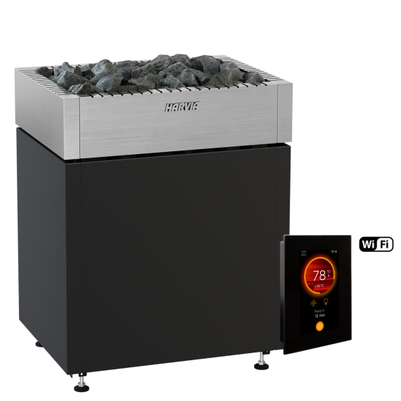 Elektrinė pirties krosnelė HARVIA QUBE BLACK 12,0 kW su Fenix Wifi valdymu, Pirties krosnelės be garo generatoriaus