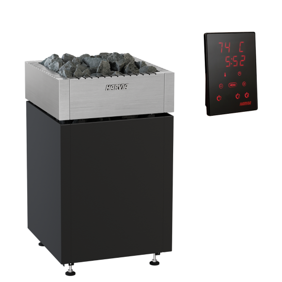 Elektrinė pirties krosnelė HARVIA QUBE BLACK 9,0 kW su Xenio valdymu, Pirties krosnelės be garo generatoriaus