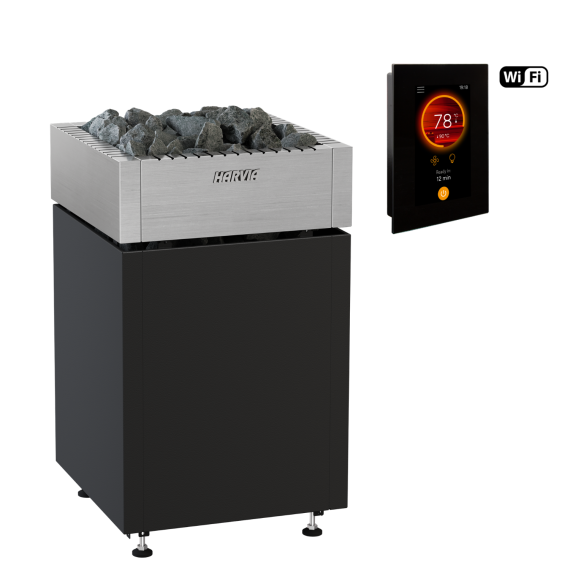 Elektrinė pirties krosnelė HARVIA QUBE BLACK 9,0 kW su Fenix Wifi valdymu, Pirties krosnelės be garo generatoriaus