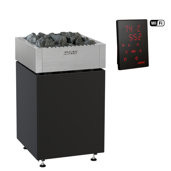Elektrinė pirties krosnelė HARVIA QUBE BLACK 9,0 kW su Xenio Wifi valdymu, Pirties krosnelės be garo generatoriaus
