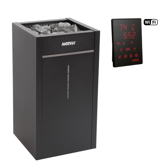 Elektrinė pirties krosnelė HARVIA VIRTA COMBI BLACK 6,8 kW su Xenio Combi Wifi valdymu, Pirties krosnelės su garo generatoriumi