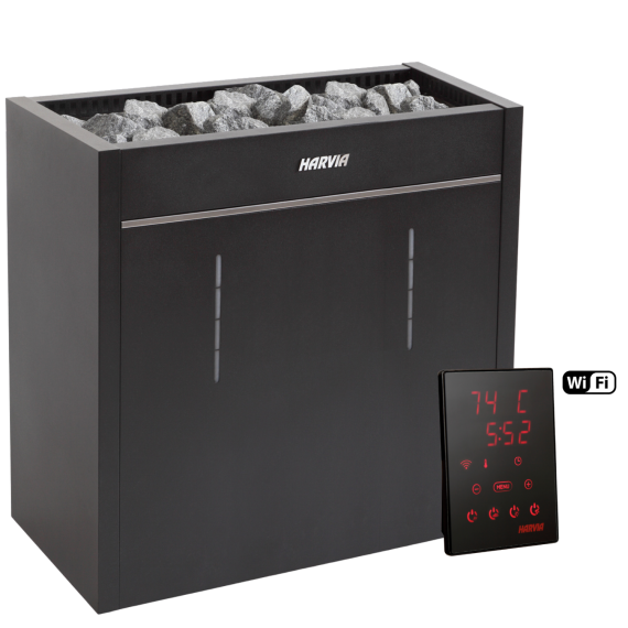 Elektrinė pirties krosnelė HARVIA VIRTA PRO COMBI AUTOMATIC BLACK 21,6 kW su Xenio Combi Wifi valdymu, Pirties krosnelės su garo generatoriumi