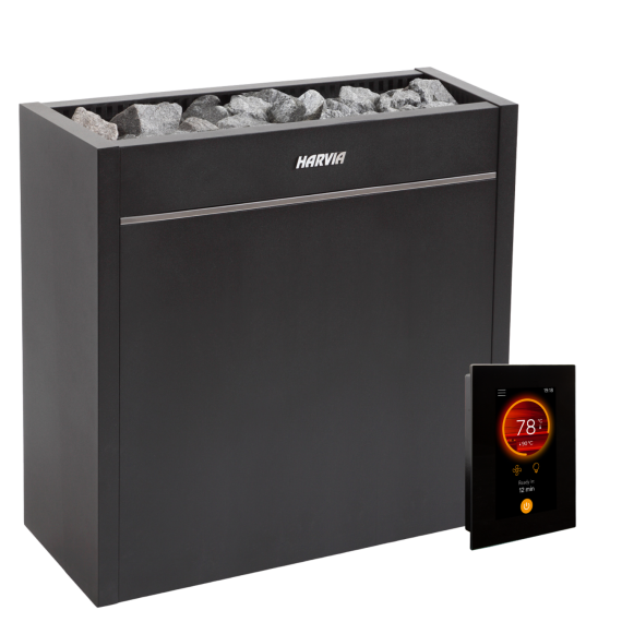Elektrinė pirties krosnelė HARVIA VIRTA PRO BLACK 21,6 kW su Fenix valdymu, Pirties krosnelės be garo generatoriaus