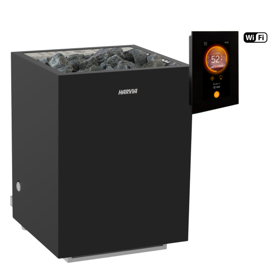 Elektrinė pirties krosnelė HARVIA VIRTA WALL COMBI 9,0 kW su Fenix Combi Wifi valdymu, Pirties krosnelės su garo generatoriumi